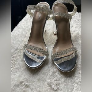 Fashion Nova Silver/Clear Heels